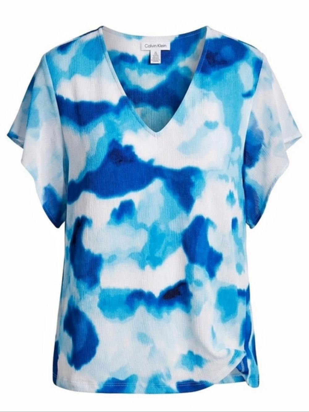 Calvin Klein Abstract Blue & White Blouse Size Large